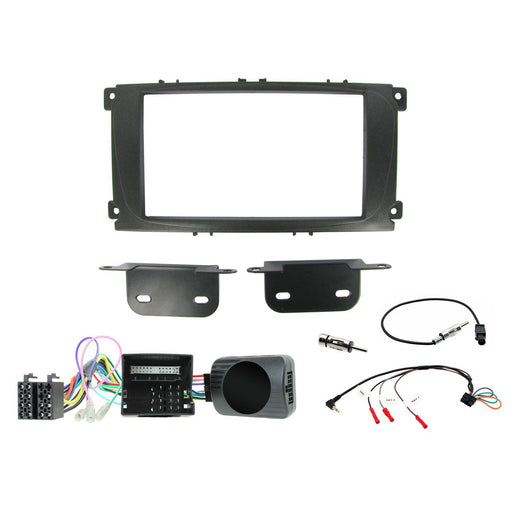 Ford S-Max 2006-2014 Full Car Stereo Installation Kit black double DIN Fascia, Steering Wheel interface, antenna adapter and patch lead