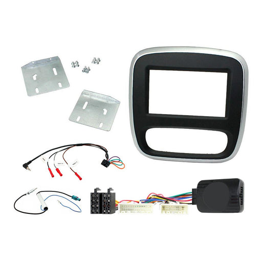 Renault Trafic 2014-17 Full Car Stereo Installation Kit BLACK & SILVER Double DIN Fascia and plug n play adapter that works with analogue systems