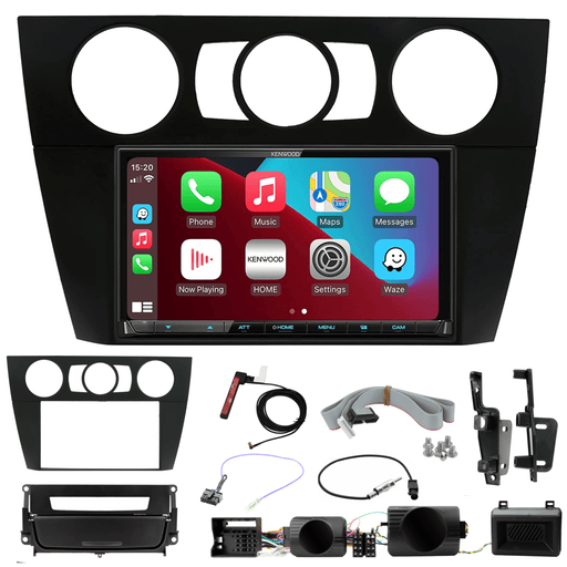 Kenwood DMX8020DABS Double Din Car Stereo Fitting Kit for BMW 3 SERIES E90/E91/E92/E93 2005 to 2012 Non Amplified with Manual A/C & Matt Black Pocket Apple Carplay Android Auto | DAB Aerial Included