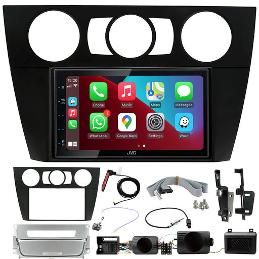 BMW 3-Series (E90/E91/E92/E93) 2005 to 2012 (Non Amplified with Manual A/C & Silver Pocket) | Double DIN Stereo and Fitting Kit | JVC KW-M560BT | Wireless Apple Carplay & Android Auto | TopVehicleTech.com