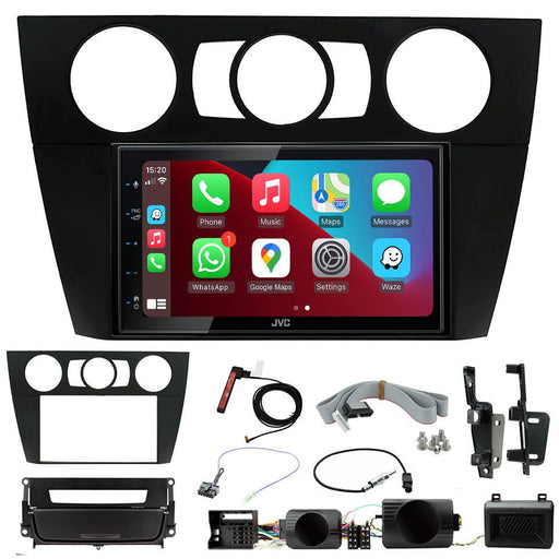 BMW 3-Series (E90/E91/E92/E93) 2005 to 2012 (Non Amplified with Manual A/C & Matt Black Pocket) | Double DIN Stereo and Fitting Kit | JVC KW-M560BT | Wireless Apple Carplay & Android Auto | TopVehicleTech.com