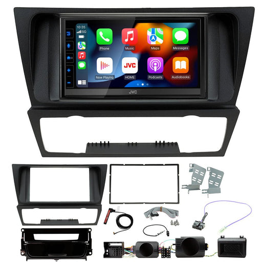 Copy of BMW 3-Series (E90/E91/E92/E93) 2005 to 2012 (Non Amplified with Auto A/C & Silver Pocket) | Double DIN Stereo and Fitting Kit | JVC Universal KW-M785DBW | Wireless Apple Carplay & Android Auto | TopVehicleTech.com