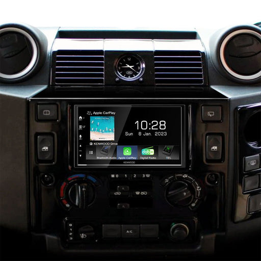 Land Rover Defender 2007-2016 | Double DIN Stereo and Fitting Kit | Kenwood DMX7722DABS | Wireless Apple Carplay & Android Auto | TopVehicleTech.com