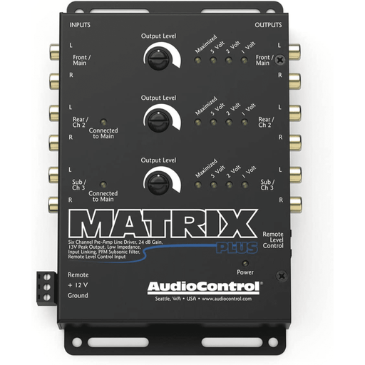AudioControl Matrix Plus Black Six Channel Line Driver with Remote Level Control Input | TopVehicleTech.com
