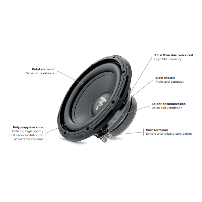 SUB10DUAL FOCAL Car Subwoofer Speaker Dual Voice Coil | 10" 250w RMS / Max 500w