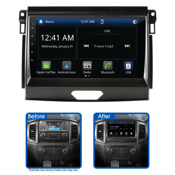 Aerpro 10’’ Screen Stereo Upgrade Kit for Ford Ranger 2018-2019 | Wireless Apple Car Play / Android Auto | TopVehicleTech.com