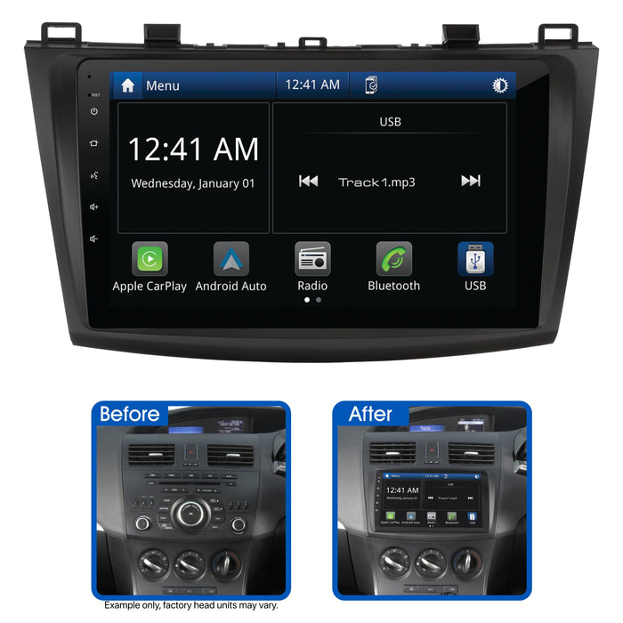 Aerpro 9’’ Screen Stereo Upgrade Kit for Mazda 3 2009-2013 factory Bose amplified | Wireless Apple Car Play / Android Auto | TopVehicleTech.com