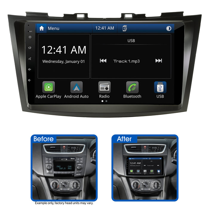 Aerpro 9’’ Screen Stereo Upgrade Kit for Suzuki Swift 2011-2017 (Models without Steering Wheel Controls) | Wireless Apple Car Play / Android Auto | TopVehicleTech.com