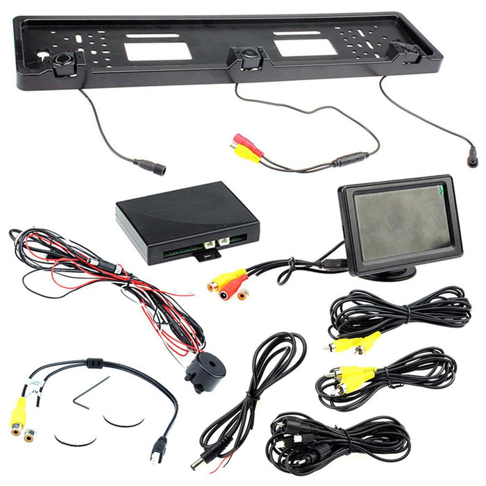 Universal Number Plate Mounted Camera Kit 4.3” Colour Monitor With 2 Video Inputs | 120 Degree Viewing Angle