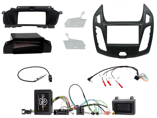 Ford Transit-Connect 2013-2021 Full Car Stereo Installation Kit BLACK Double DIN Fascia, an antenna adapter and universal patchlead | TopVehicleTech.com