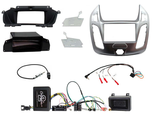 Ford Transit-Connect 2013-2021 Full Car Stereo Installation Kit SILVER Double DIN Fascia, an antenna adapter and universal patchlead | TopVehicleTech.com