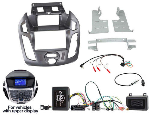 Ford Transit-Connect 2013-2021 Full Car Stereo Installation Kit PEGASUS BLUE GREY Double DIN Fascia, For vehicles WITH an upper display | TopVehicleTech.com
