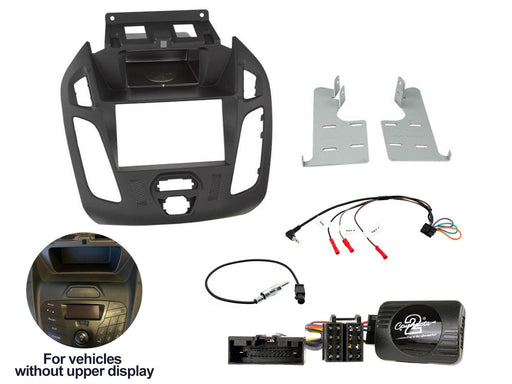 Ford Transit Connect without Top Display 2013 to 2021 Full Car Stereo Installation Kit BLACK Double DIN Fascia, For vehicles WITHOUT an upper display | TopVehicleTech.com