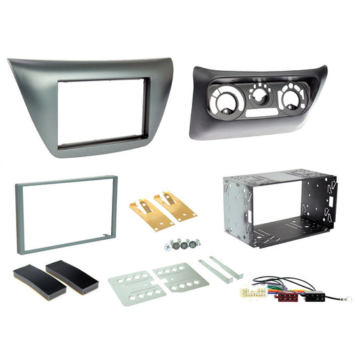 Mitsubishi Lancer 2004-2008 Full Car Stereo Installation Kit DARK GREY Double DIN Fascia, steering wheel control interface, For Non-Amplified Vehicles only