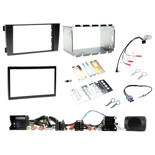 Audi A6 2001-2004 Full Car Stereo Installation Kit | BLACK Double Din Fascia, For either non-amplified, half or BOSE amplified systems.