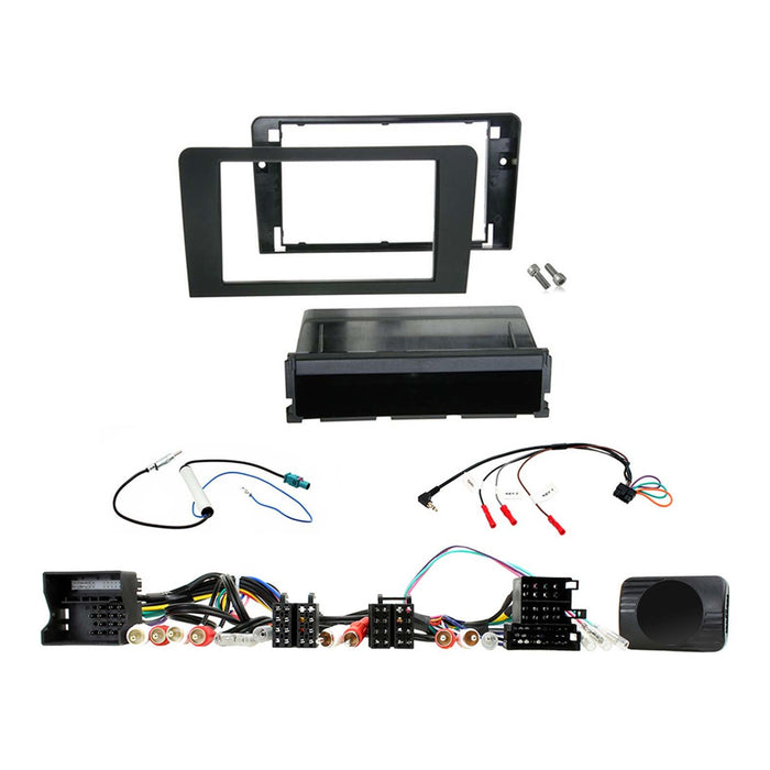 Full Car Stereo Installation Kit For Audi A3 2004 - 2012 BLACK Single DIN Fascia, Steering Wheel Control Interface, FAKRA Antenna Adapter & Universal Patchlead