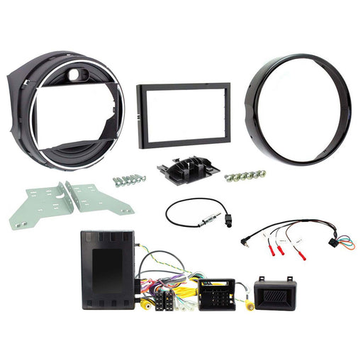 Full Car Stereo Installation Kit For BMW Mini 2014-2022 Double Din Fascia, Infodapter interface, antenna adapter and patch lead