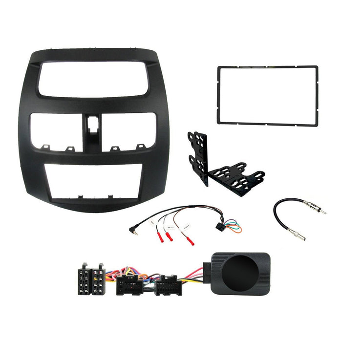 Chevrolet Spark 2010 - 2012 Full Car Stereo Installation Kit, Double DIN Fascia, Steering Wheel interface, antenna adapter and patch lead
