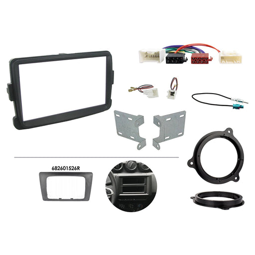 Dacia Sandero 2012-2017 Full Car Stereo Installation Kit, GREY Double DIN Fascia, antenna adapter and patch lead
