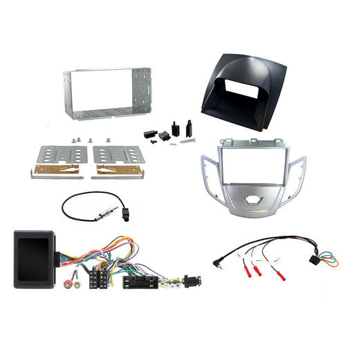 Ford Fiesta 2008-2010 Full Car Stereo Installation Kit SILVER Double DIN Fascia with GREY display cover , Steering Wheel interface