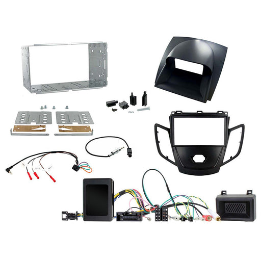 Ford Fiesta 2008-2010 Full Car Stereo Installation Kit BLACK Double DIN Fascia with GREY display cover , Steering Wheel interface