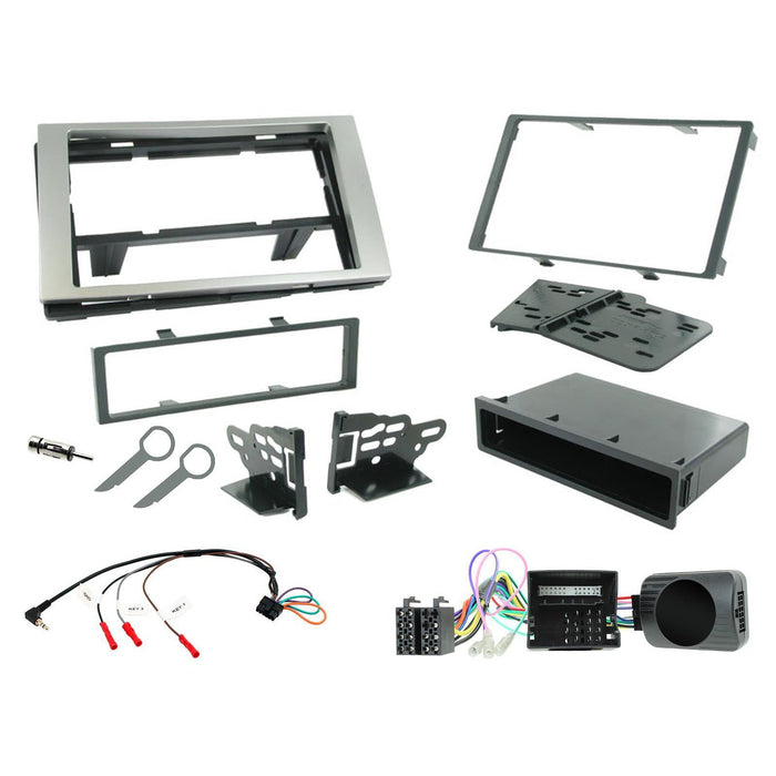 Ford C-Max 2003-2010 Full Car Stereo Installation Kit SILVER single/double DIN Fascia, Steering Wheel interface, antenna adapter and patch lead