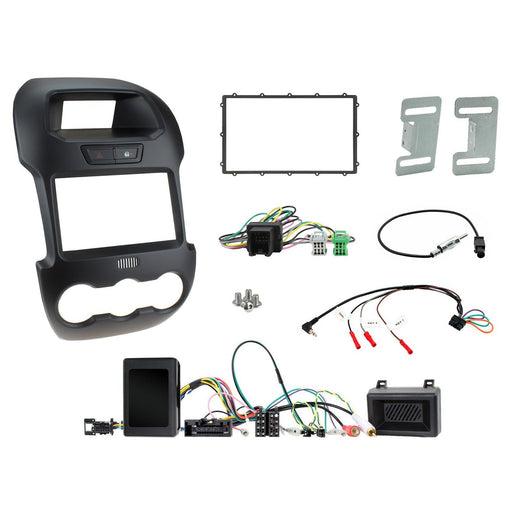 Car Stereo Installation Kit For Ford Ranger 2012 - 2016, Black Double DIN Fascia, Steering Wheel Control Interface and more