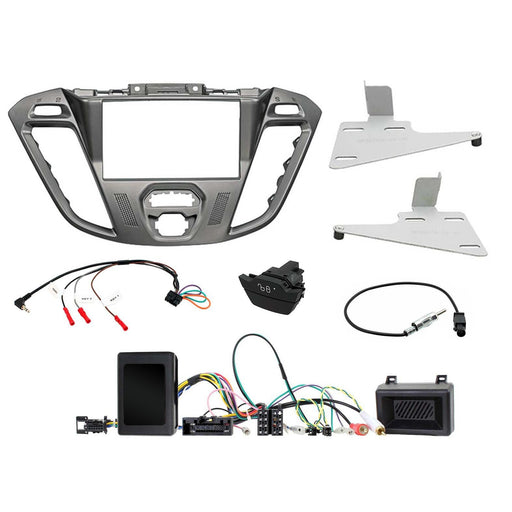 Transit-Custom 2012-2016 Full Car Stereo Installation Kit PHOENIX SILVER Double DIN Fascia, Requires OEM Ford Door Lock Switch