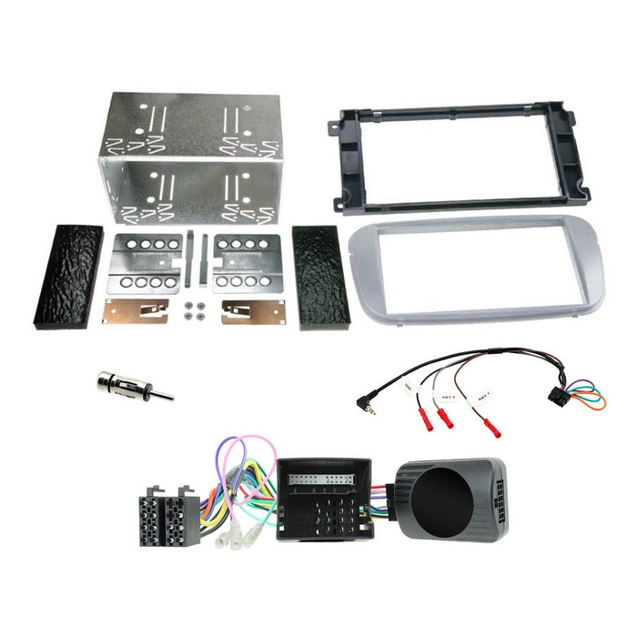Ford Mondeo 2007 - 2014 Car Stereo Installation Kit, Includes SILVER Double DIN Fascia, Steering Wheel Interface,Antenna Adapter, Patchlead