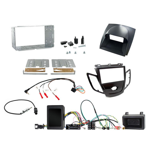 Ford Fiesta 2010-2012 Full Car Stereo Installation Kit PIANO BLACK Double DIN Fascia, an antenna adapter and universal patchlead