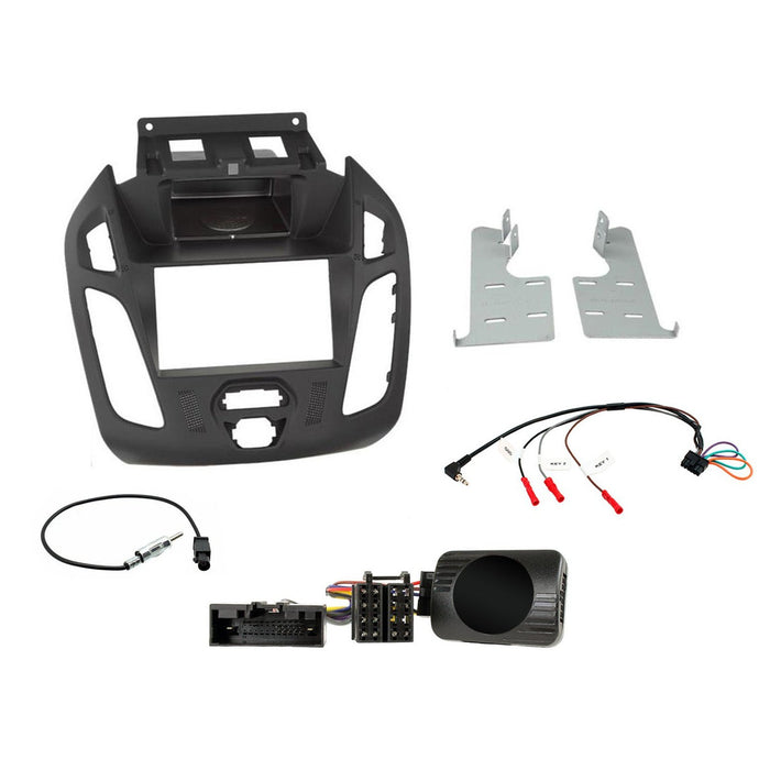 Ford Transit-Connect 2013-2021 Full Car Stereo Installation Kit BLACK Double DIN Fascia, For vehicles WITHOUT an upper display
