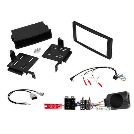 Hyundai Santa-Fe 2010-2012 Full Car Stereo Installation Kit, BLACK Double DIN fascia panel, steering wheel control interface, an antenna adapter and universal patchlead