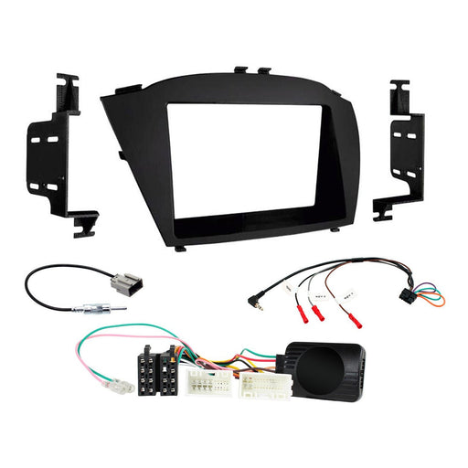 Hyundai ix35 2014-2015 Full Car Stereo Installation Kit, BLACK Double DIN fascia panel, steering wheel control interface, NON Amplified models only