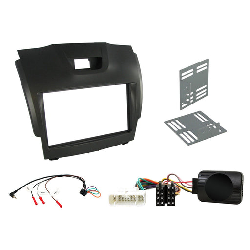 Isuzu MU-X 2014-2021 Full Car Stereo Installation Kit, GREY/SILVER Double DIN fascia panel, steering wheel control interface