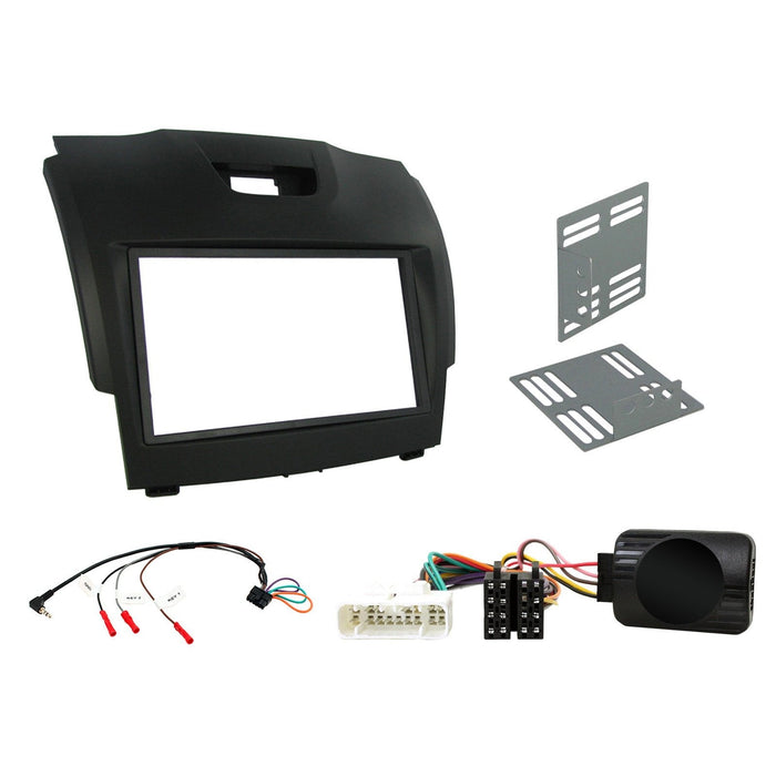 Isuzu MU-X 2014-2021 Full Car Stereo Installation Kit, BLACK Double DIN fascia panel, steering wheel control interface