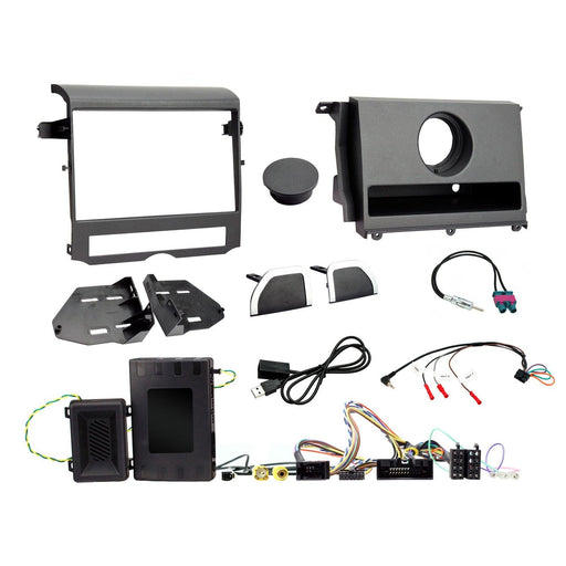 Land Rover Discovery 2009-2011 Full Car Stereo Installation Kit BLACK Double DIN Fascia, steering wheel control interface, an antenna adapter