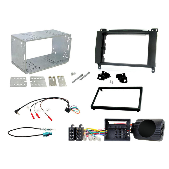 Mercedes B-Class 2005 - 2011 Full Car Stereo Installation Kit | BLACK Double Din Fascia, Provides outputs for speed pulse, park brake and reverse gear