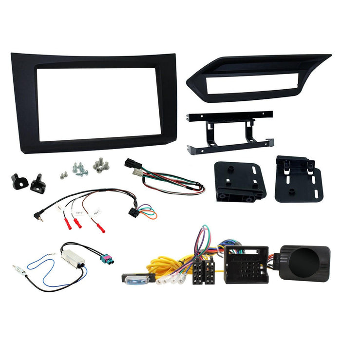 Mercedes E Class W212 2009 2012 - Full Car Stereo Installation Kit Black Double Din Fascia, Steering Wheel interface, antenna adapter and patch lead