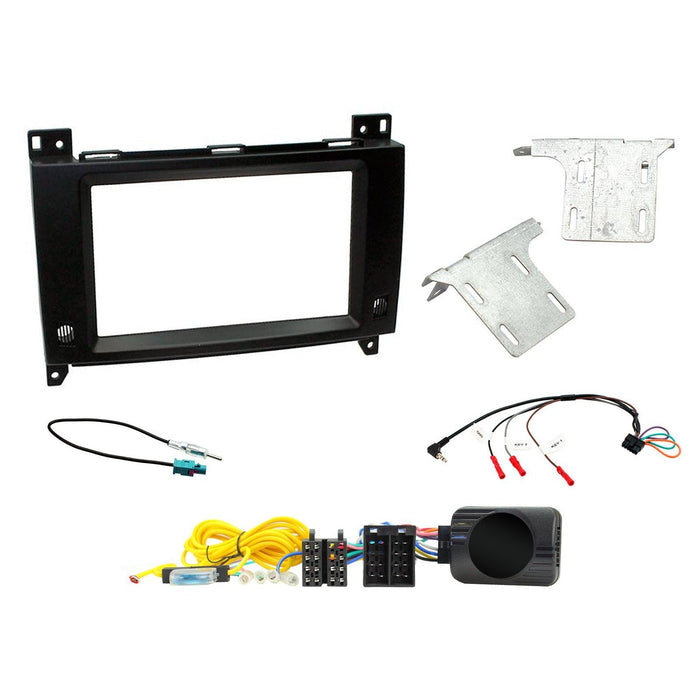 Mercedes Vito W224 2015 2021 Full Car Stereo Installation Kit - Double Din Fascia, Steering Wheel interface, antenna adapter and patch lead