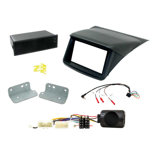 Mitsubishi L200 2012-2015 Full Car Stereo Installation Kit BLACK Double DIN Fascia, steering wheel control interface, For Non-Amplified Vehicles only