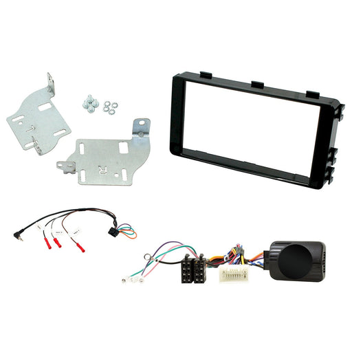Mitsubishi Outlander 2013-2021 Full Car Stereo Installation Kit BLACK Double DIN Fascia, steering wheel control interface, For Non-Amplified Vehicles only