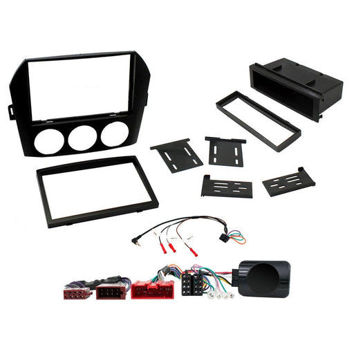 Mazda MX-5 2006-2008 Full Car Stereo Installation Kit BLACK Double DIN Fascia, steering wheel control interface, BOSE Amplified vehicles only