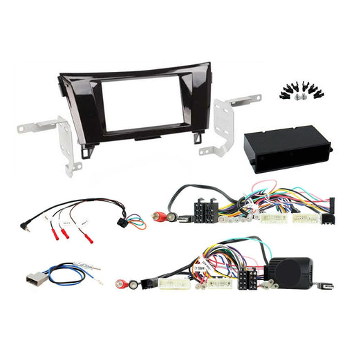 Nissan Qashqai 2014-2017 Full Car Stereo Installation Kit, BLACK Double DIN Fascia, Steering Wheel Interface, Vehicles Without OEM Navigation.