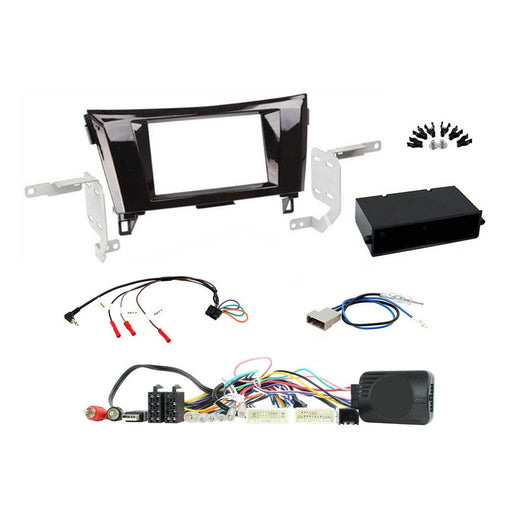 Nissan Qashqai 2014-2017 Full Car Stereo Installation Kit, BLACK Double DIN Fascia, Steering Wheel Interface, Vehicles With OEM Navigation.