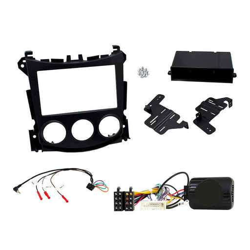 Nissan 370Z 2009-2012 Full Car Stereo Installation Kit, BLACK Double/Single DIN Fascia, Steering Wheel Interface, an antenna adapter and universal patchlead