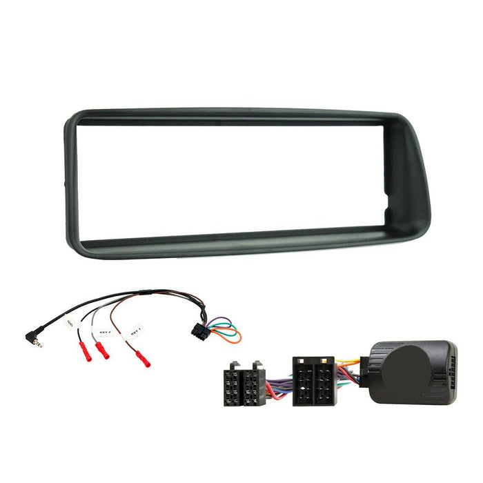 Peugeot 206 2002-2009 Full Car Stereo Installation Kit BLACK Single DIN Fascia, steering wheel control interface, antenna adapter and universal patchlead