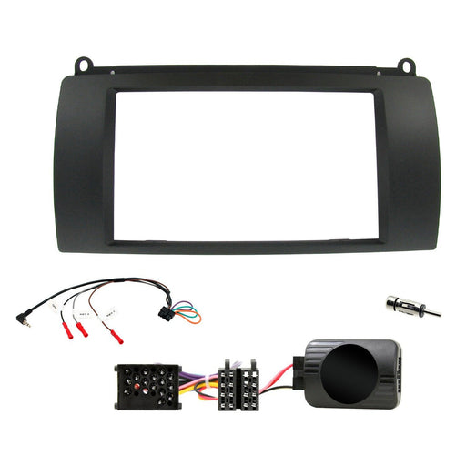 Rover 75 2000-2005 Full Car Stereo Installation Kit BLACK double DIN Fascia, steering wheel control interface, antenna adapter and universal patchlead