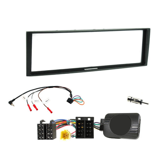 Renault Modus 2004-2012 Full Car Stereo Installation Kit BLACK double DIN Fascia, steering wheel control interface, antenna adapter and universal patchlead
