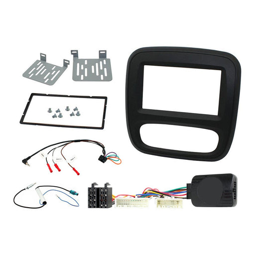 Renault Trafic 2014-17 Full Car Stereo Installation Kit BLACK Double DIN Fascia and plug n play adapter that works with analogue systems