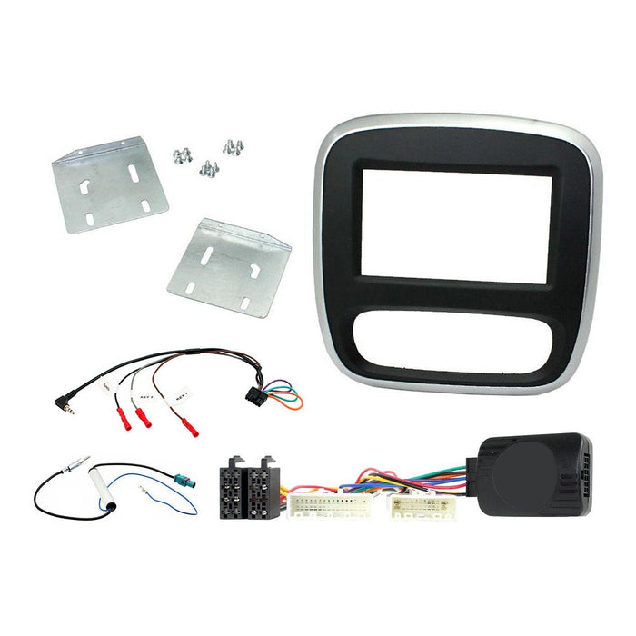 Renault Trafic 2014-17 Full Car Stereo Installation Kit BLACK & SILVER Double DIN Fascia and plug n play adapter that works with analogue systems